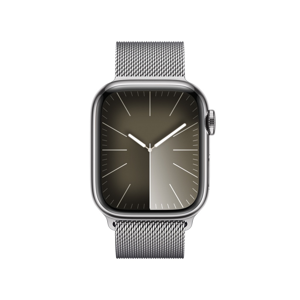 Apple Watch Series 9 Silver Stainless Steel Case with Silver Milanese Loop JumpPlus